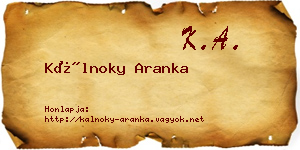 Kálnoky Aranka névjegykártya