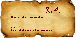 Kálnoky Aranka névjegykártya