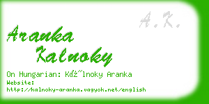 aranka kalnoky business card
